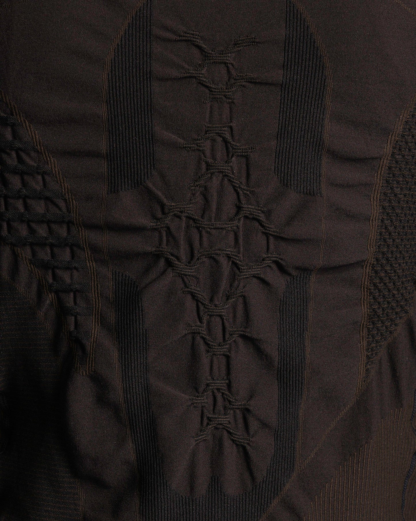 Roa Men's Sweater Half-Zip 3D Knit in Nero/Marrone