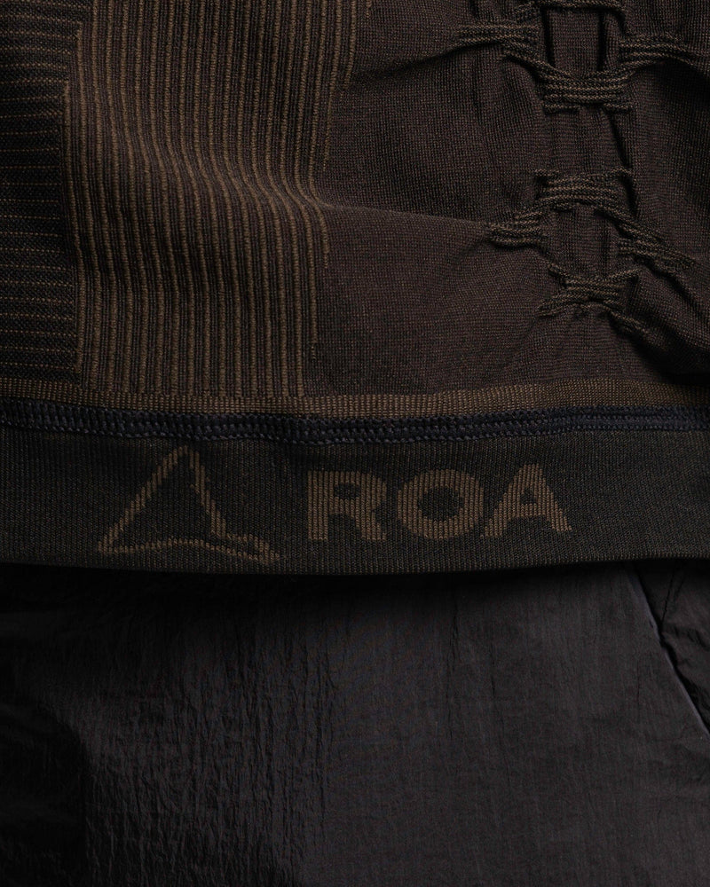 Roa Men's Sweater Half-Zip 3D Knit in Nero/Marrone
