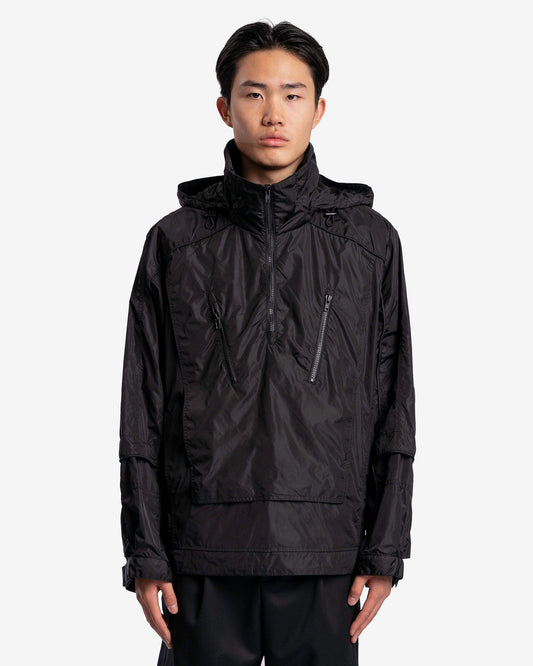 Juun.J Men's Sweatshirts Half Zip-Up String Hoody in Black