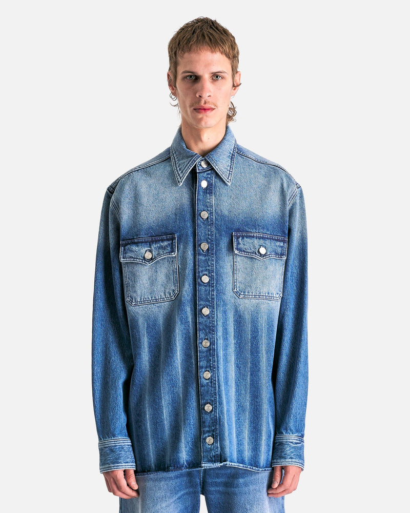 Hank Denim Shirt in Washed Blue SVRN Hank Denim Shirt in Washed Blue SVRN