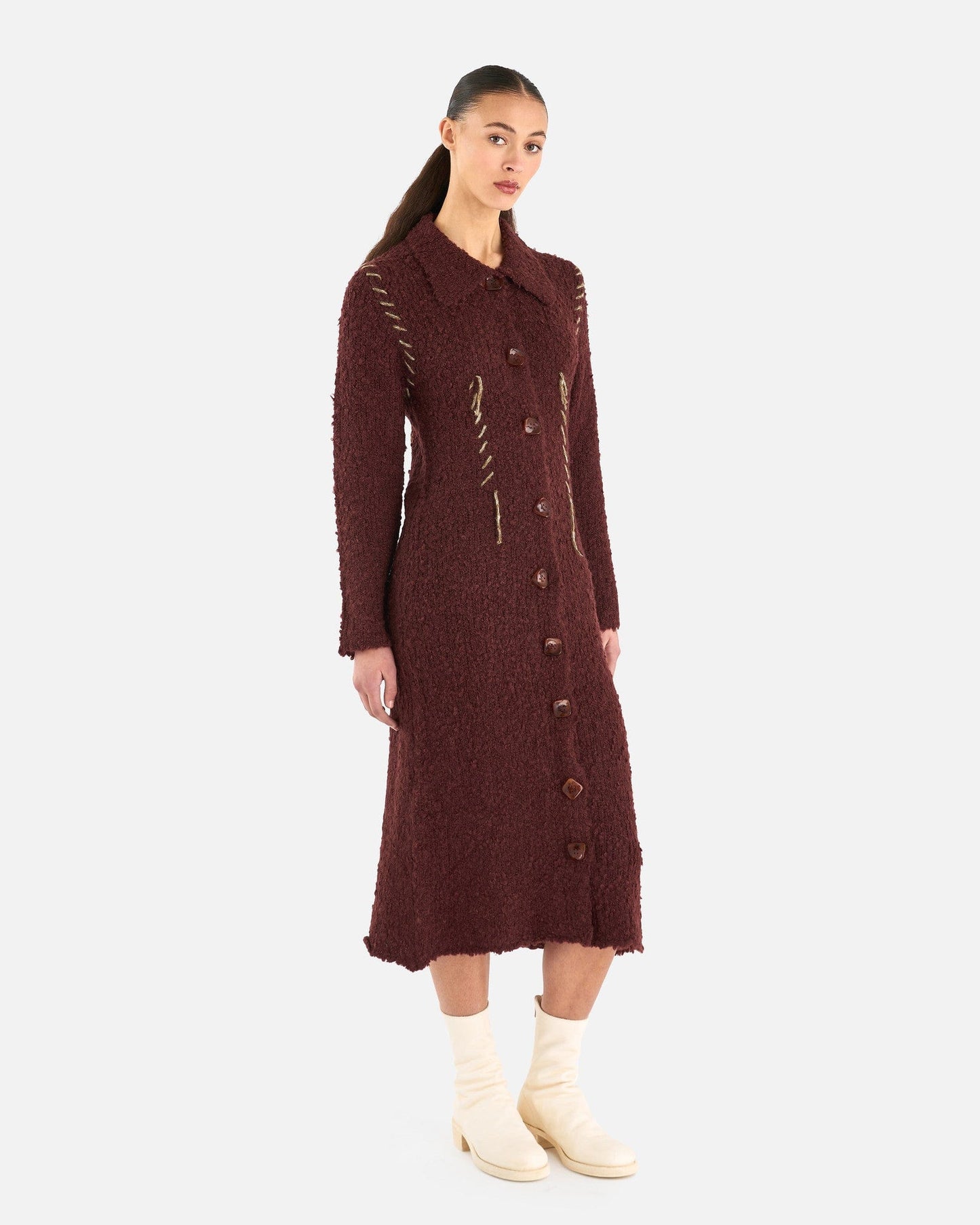 NAMACHEKO Women Dresses Hankford Button Dress in Chestnut Brown