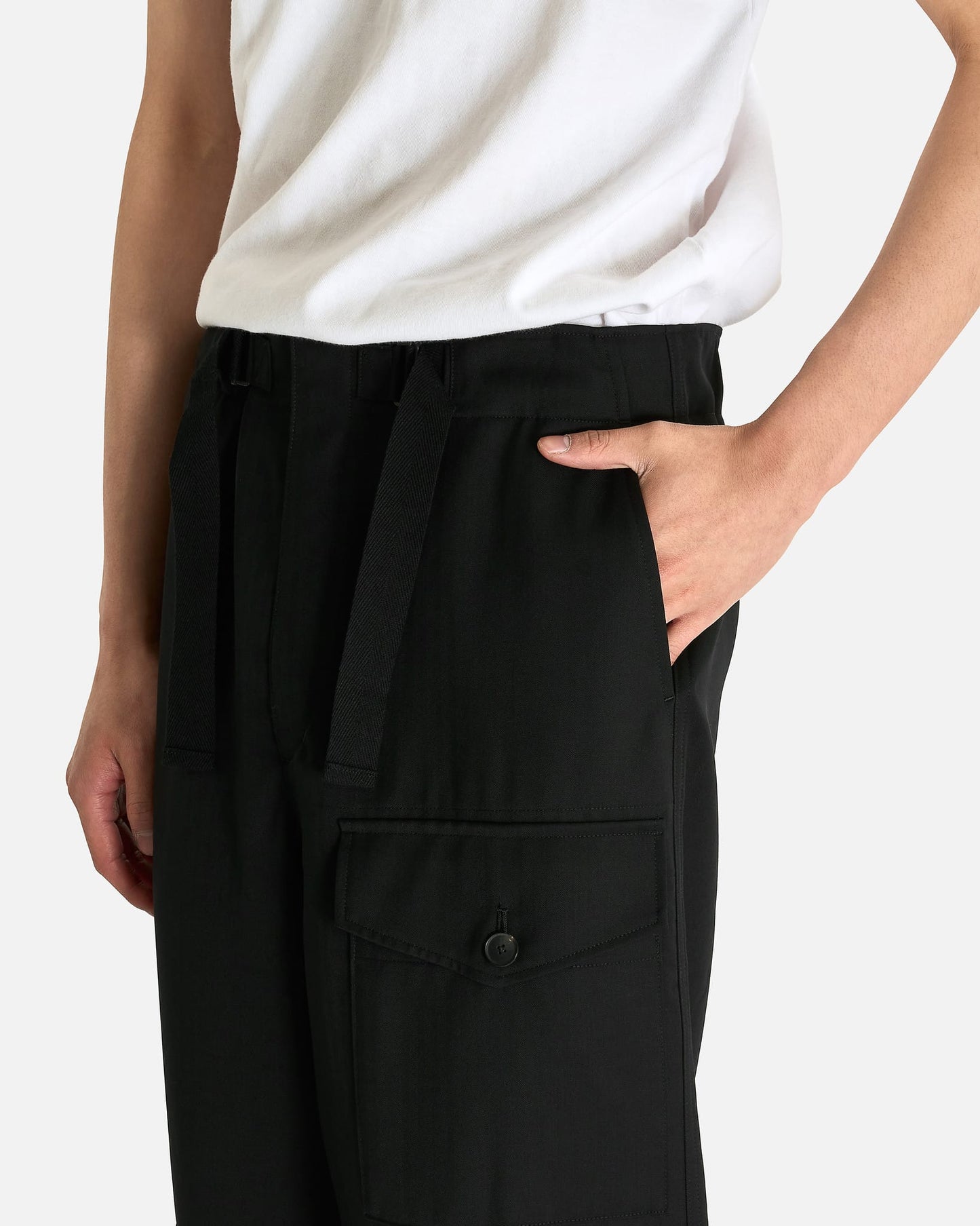 Auralee Men's Pants Harringbone Cargo Pants in Black