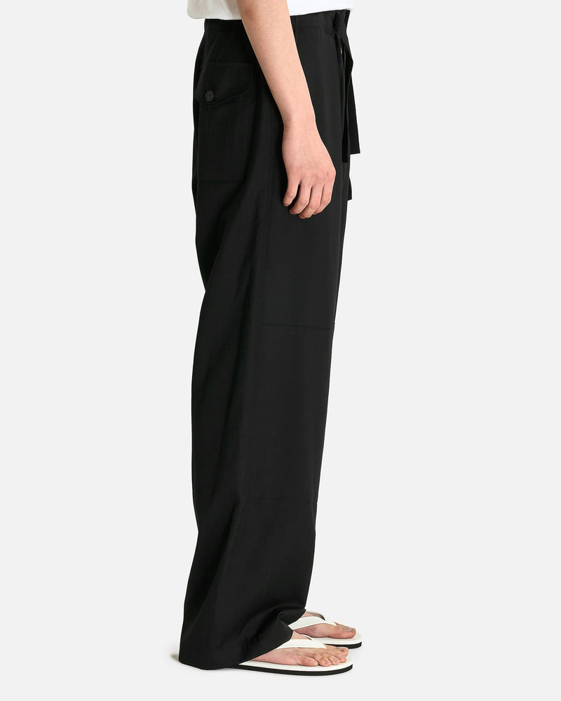 Auralee Men's Pants Harringbone Cargo Pants in Black