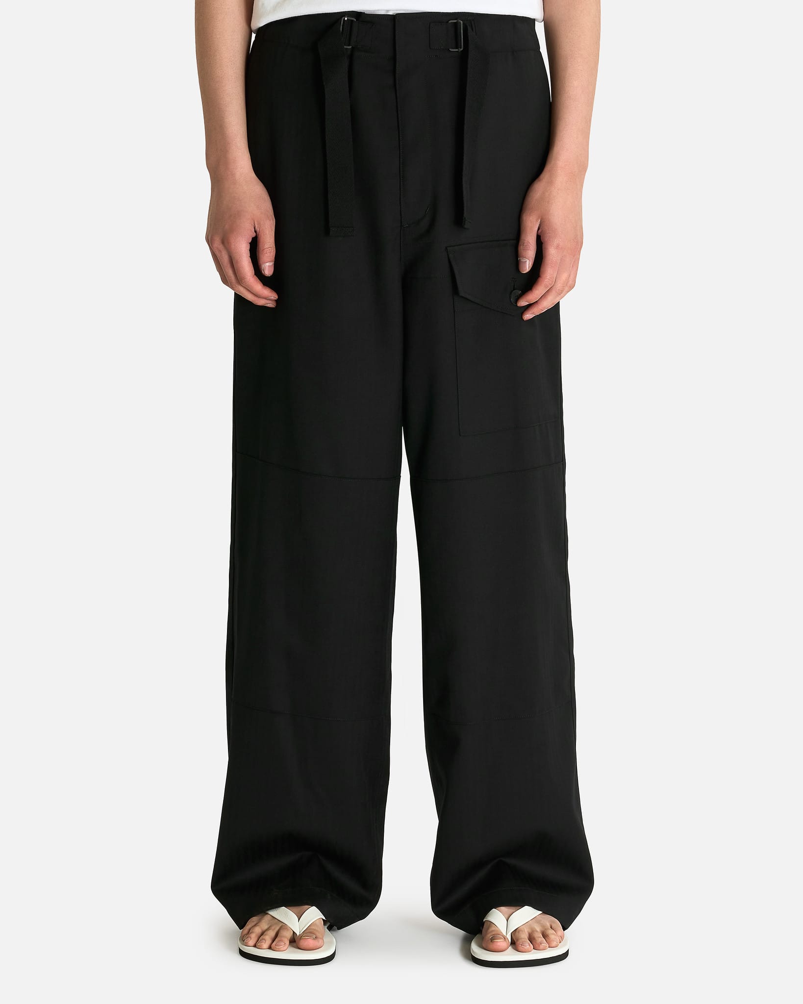 Auralee Men's Pants Harringbone Cargo Pants in Black