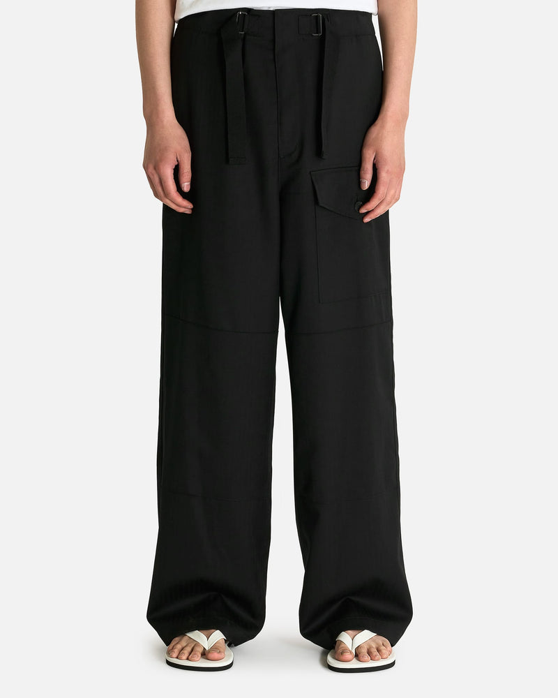 Auralee Men's Pants Harringbone Cargo Pants in Black