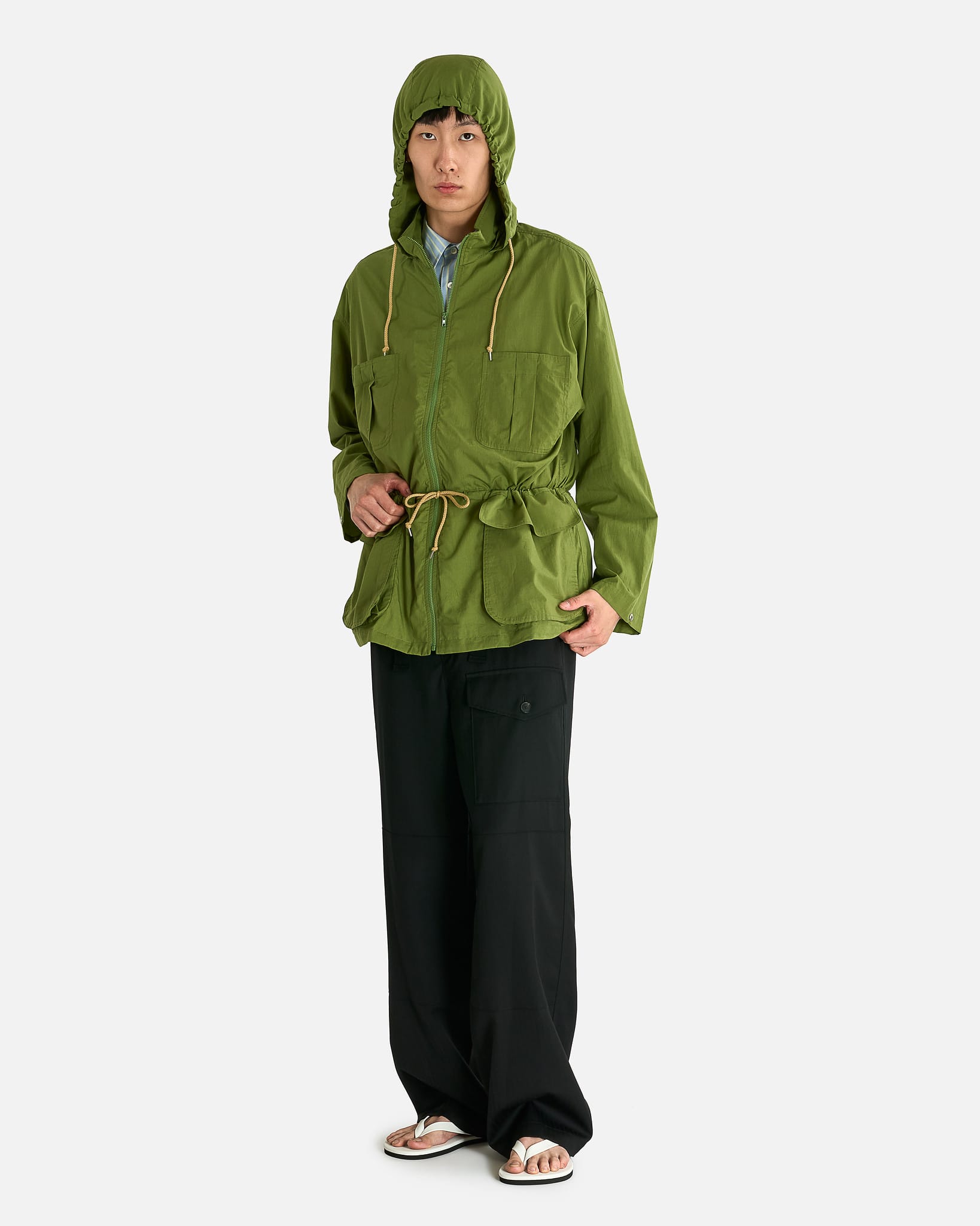 Auralee Men's Pants Harringbone Cargo Pants in Black