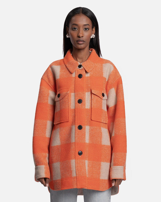 Isabel Marant Etoile Women Jackets Harveli Checked Coat in Orange