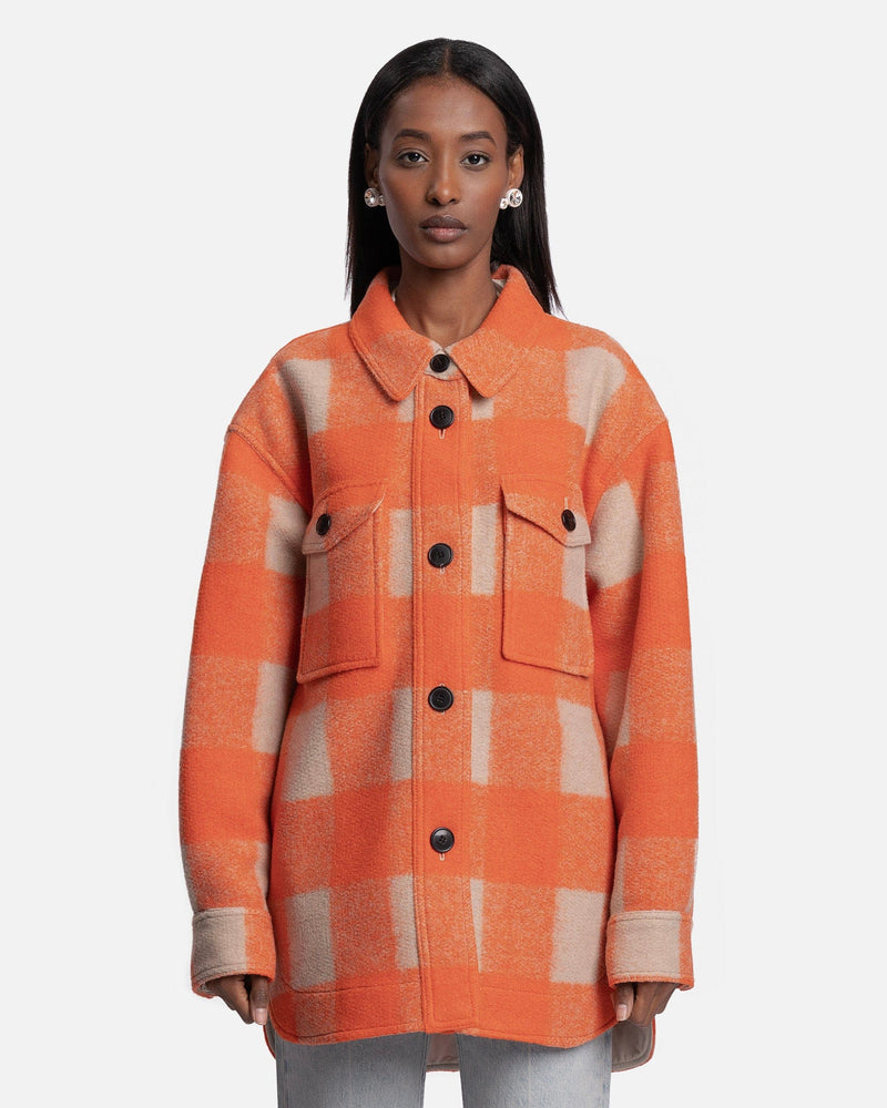 Isabel Marant Etoile Women Jackets Harveli Checked Coat in Orange