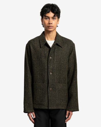 Haven Jacket in Black/Moss Fuzz Wool – SVRN
