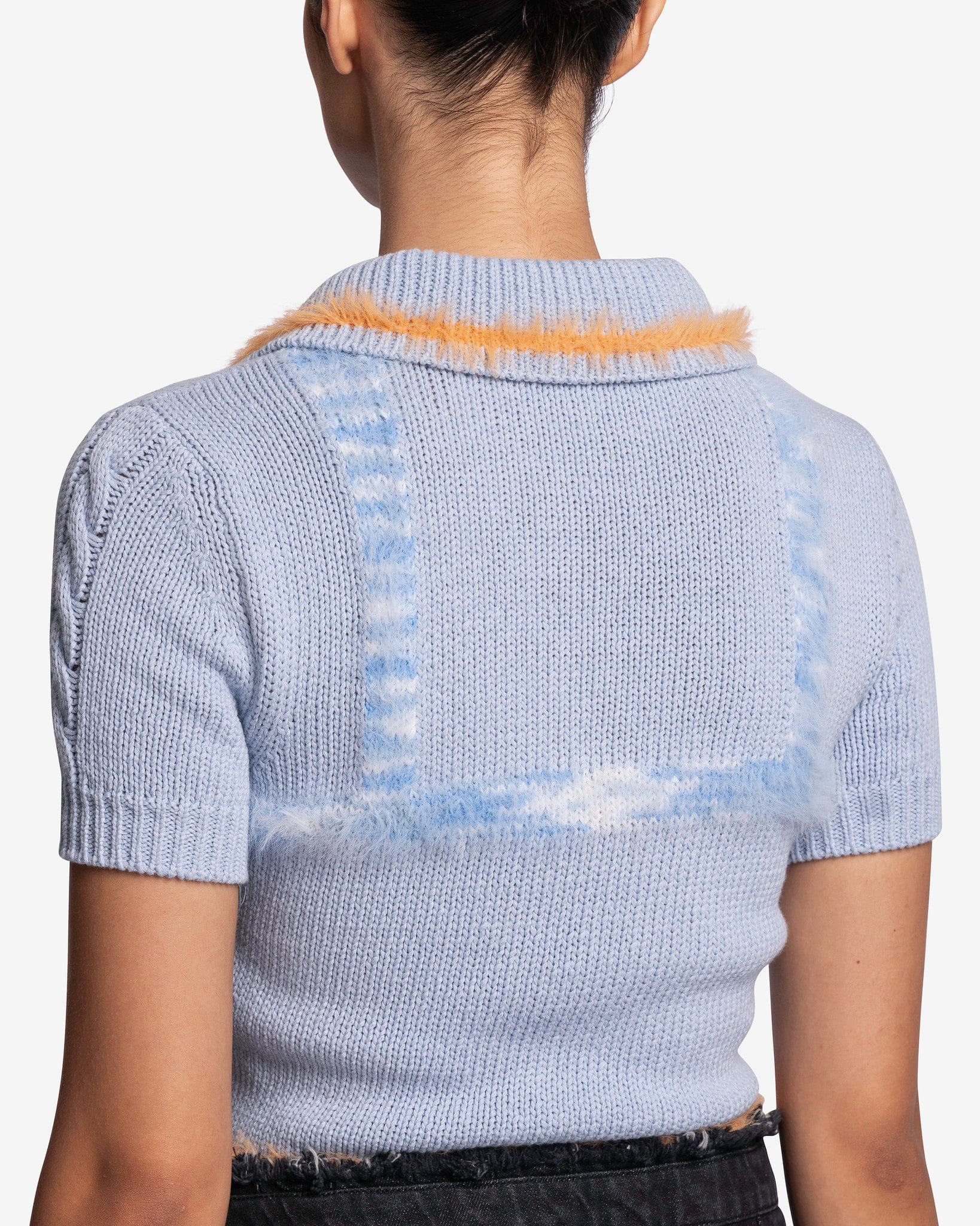 Andersson Bell Women Tops Hayes Lingerie Intarsia Knit Collar Top in Blue