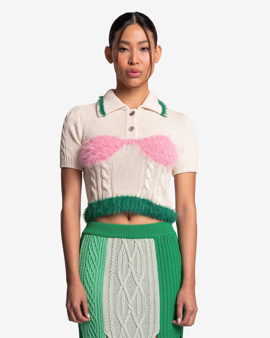 Andersson Bell Women Tops Hayes Lingerie Intarsia Knit Collar Top in Ivory