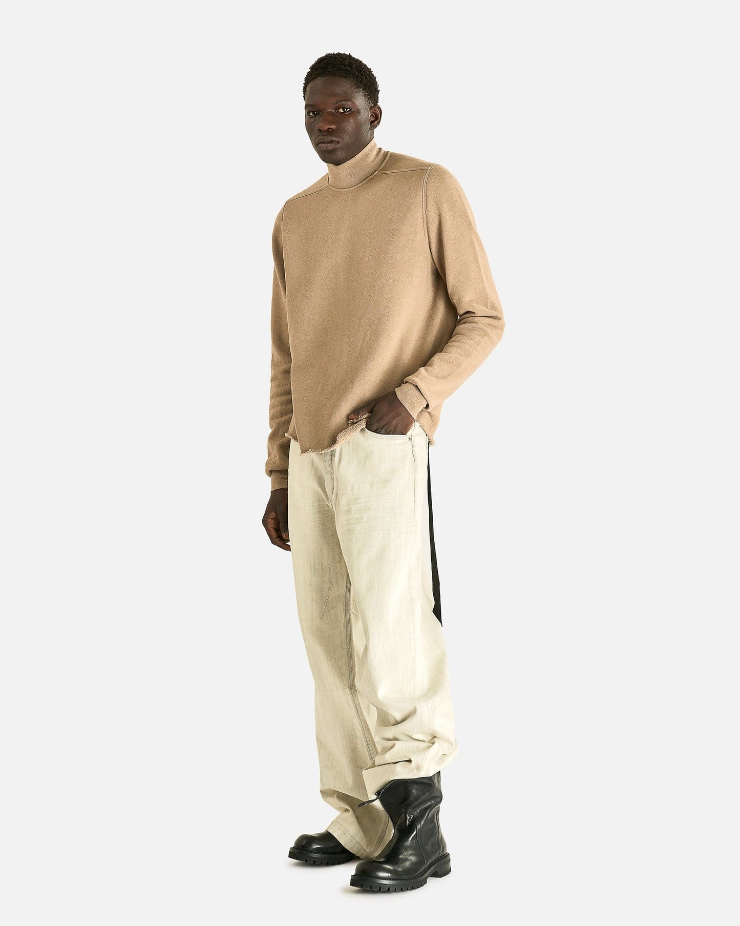 Rick Owens DRKSHDW Men Sweaters Headon Double Sweater in Dirty Pearl