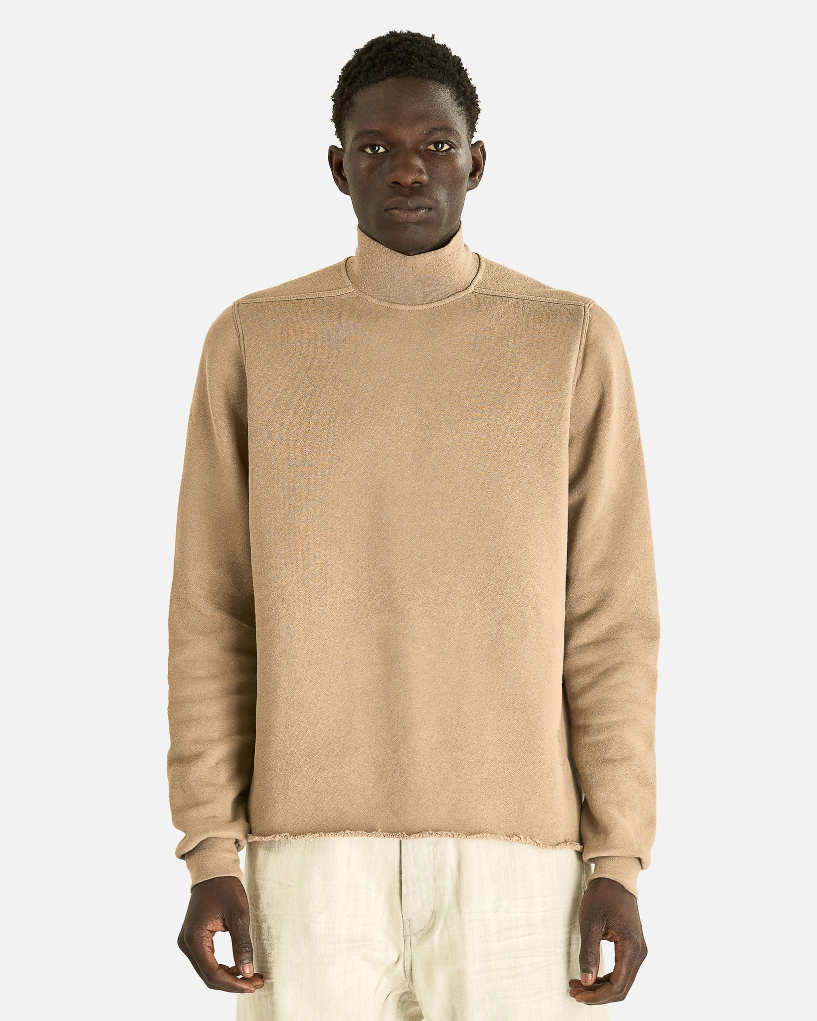 Rick Owens DRKSHDW Men Sweaters Headon Double Sweater in Dirty Pearl