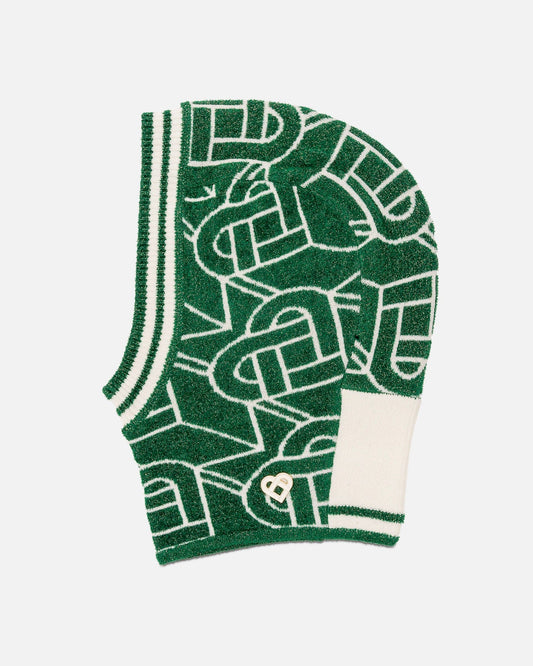 Casablanca Men's Hats O/S Heart Monogram Balaclava in Green/White