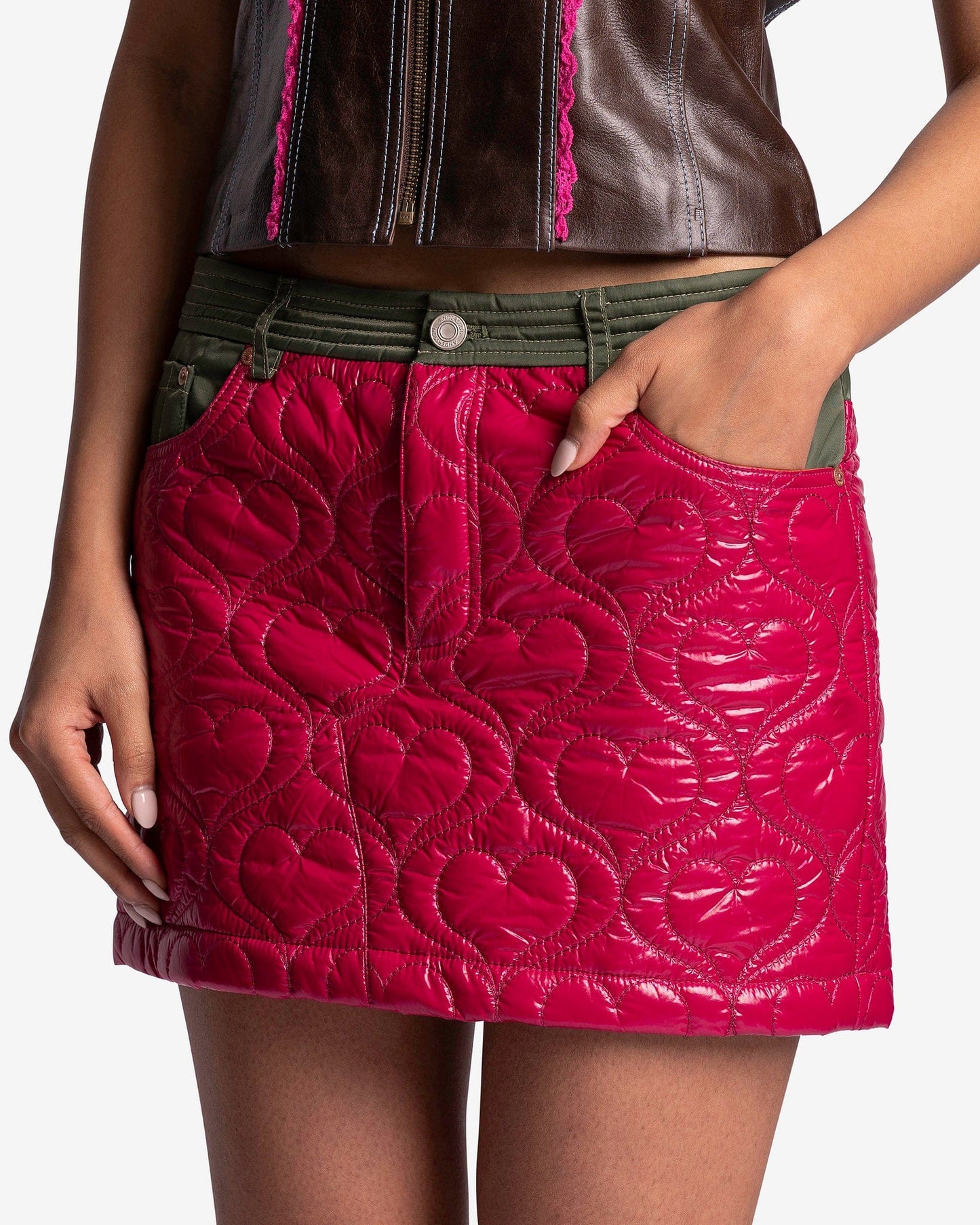 Andersson Bell Women Skirts Heart Quilted Micro Skirt in Magenta