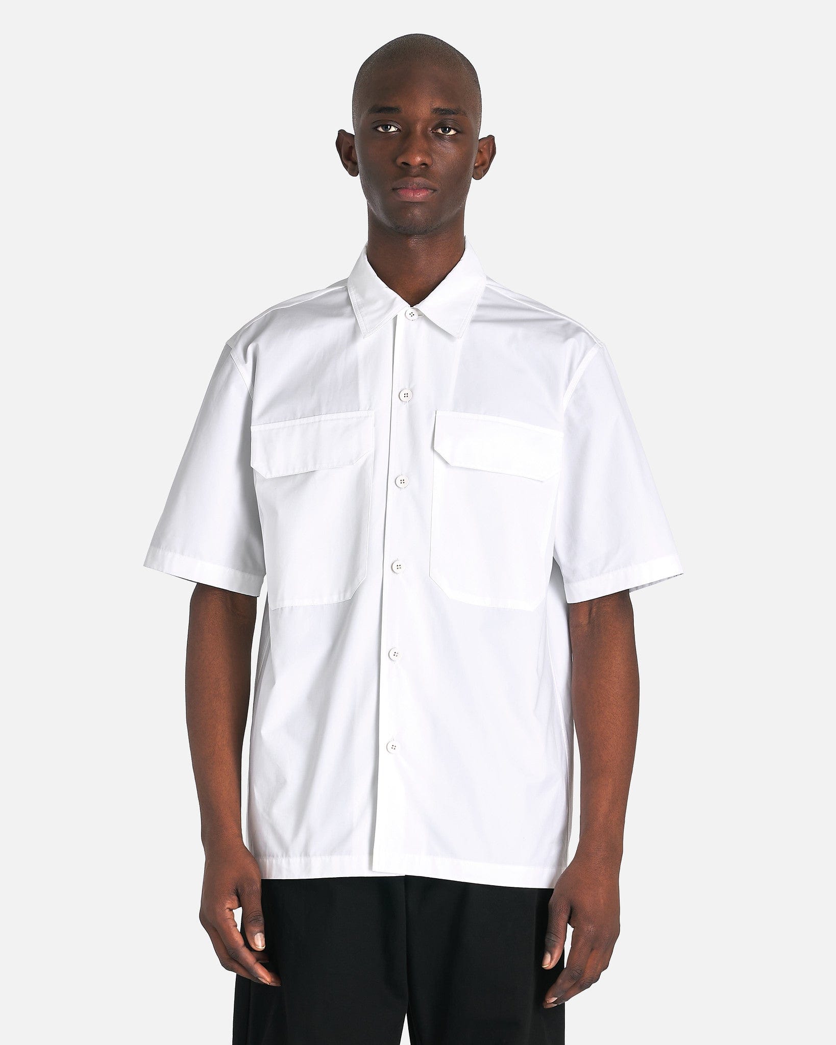 Jil Sander Men's Shirts Heavy Organic Cotton Poplin Shirt in Optic White