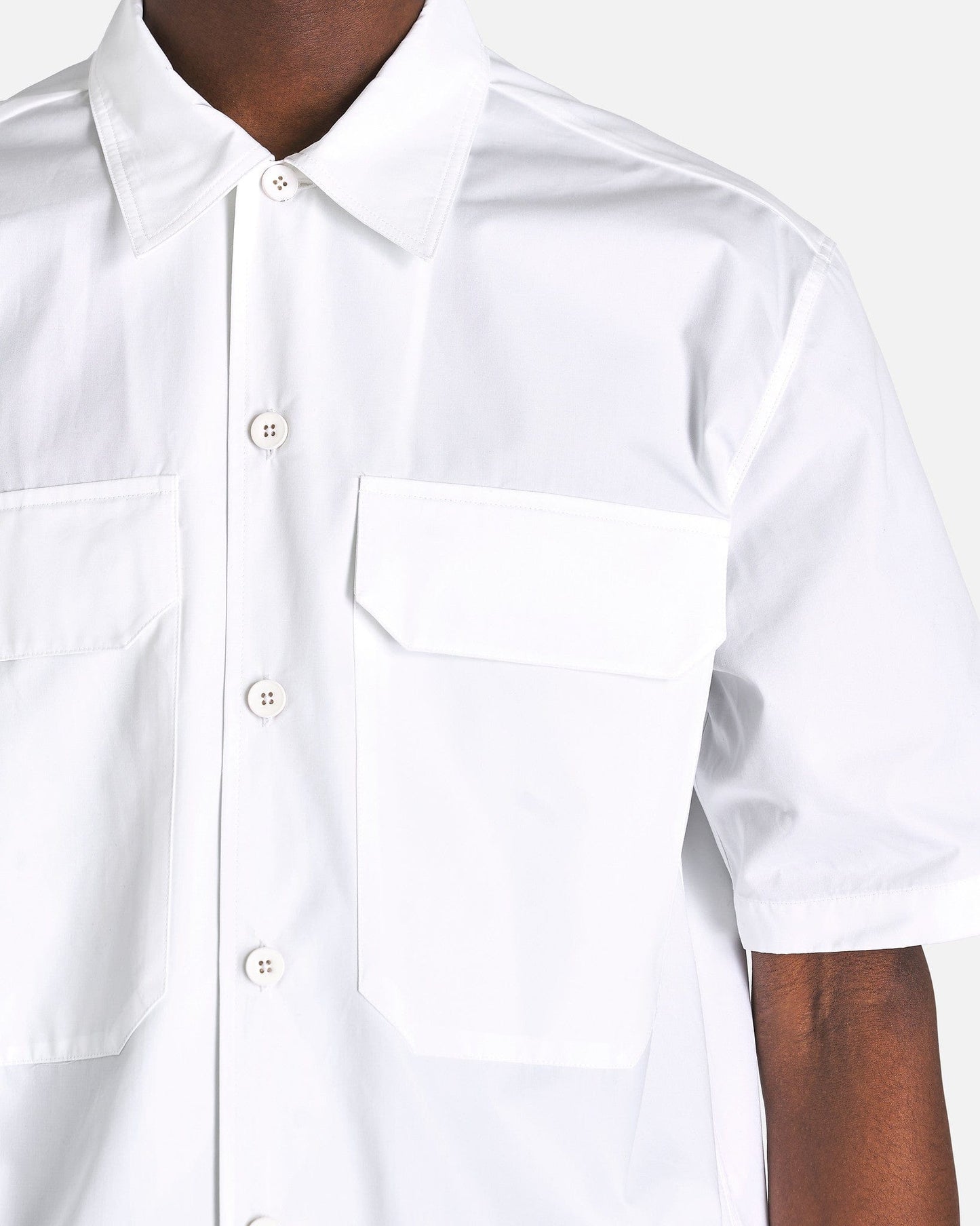 Jil Sander Men's Shirts Heavy Organic Cotton Poplin Shirt in Optic White