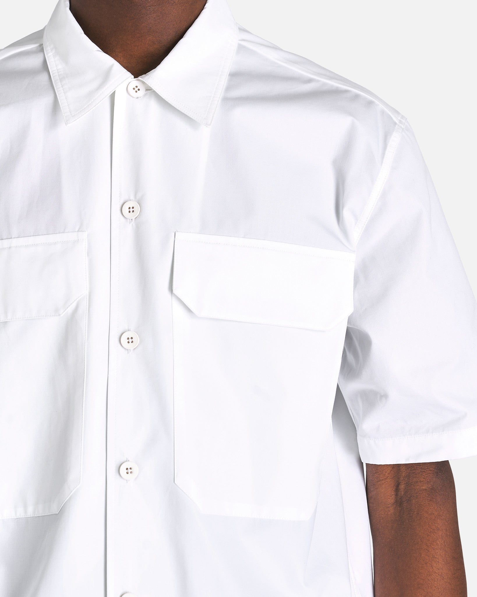 Jil Sander Men's Shirts Heavy Organic Cotton Poplin Shirt in Optic White
