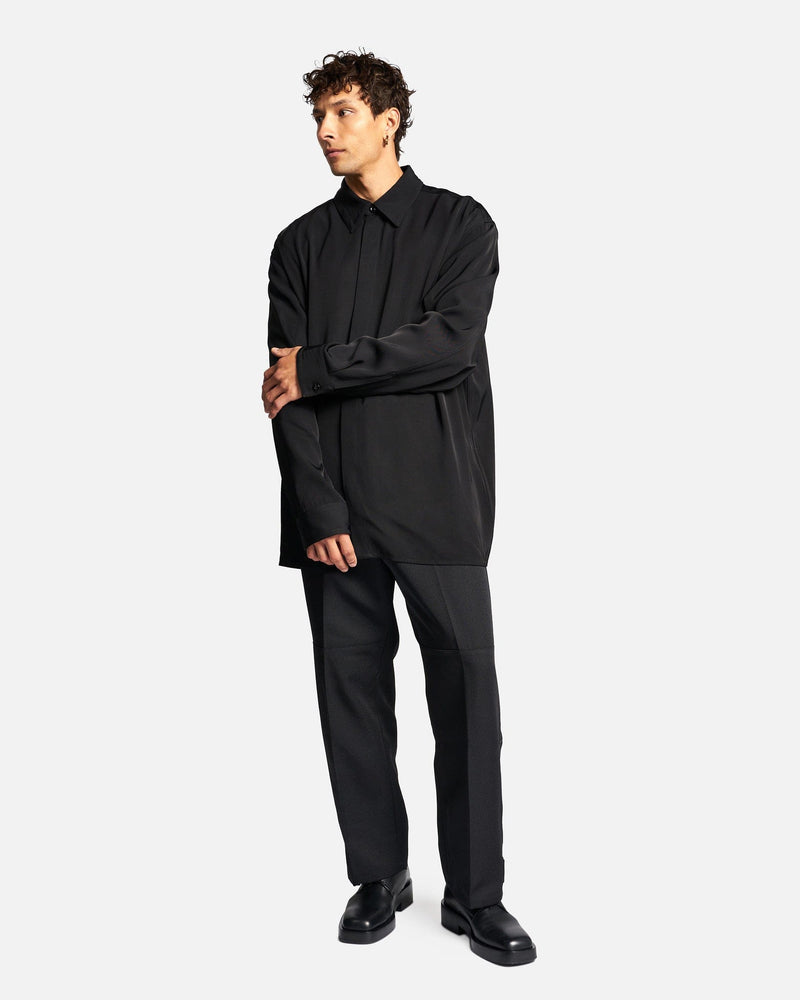Jil Sander Men's Shirts Heavy Viscose Twill Shirt in Black