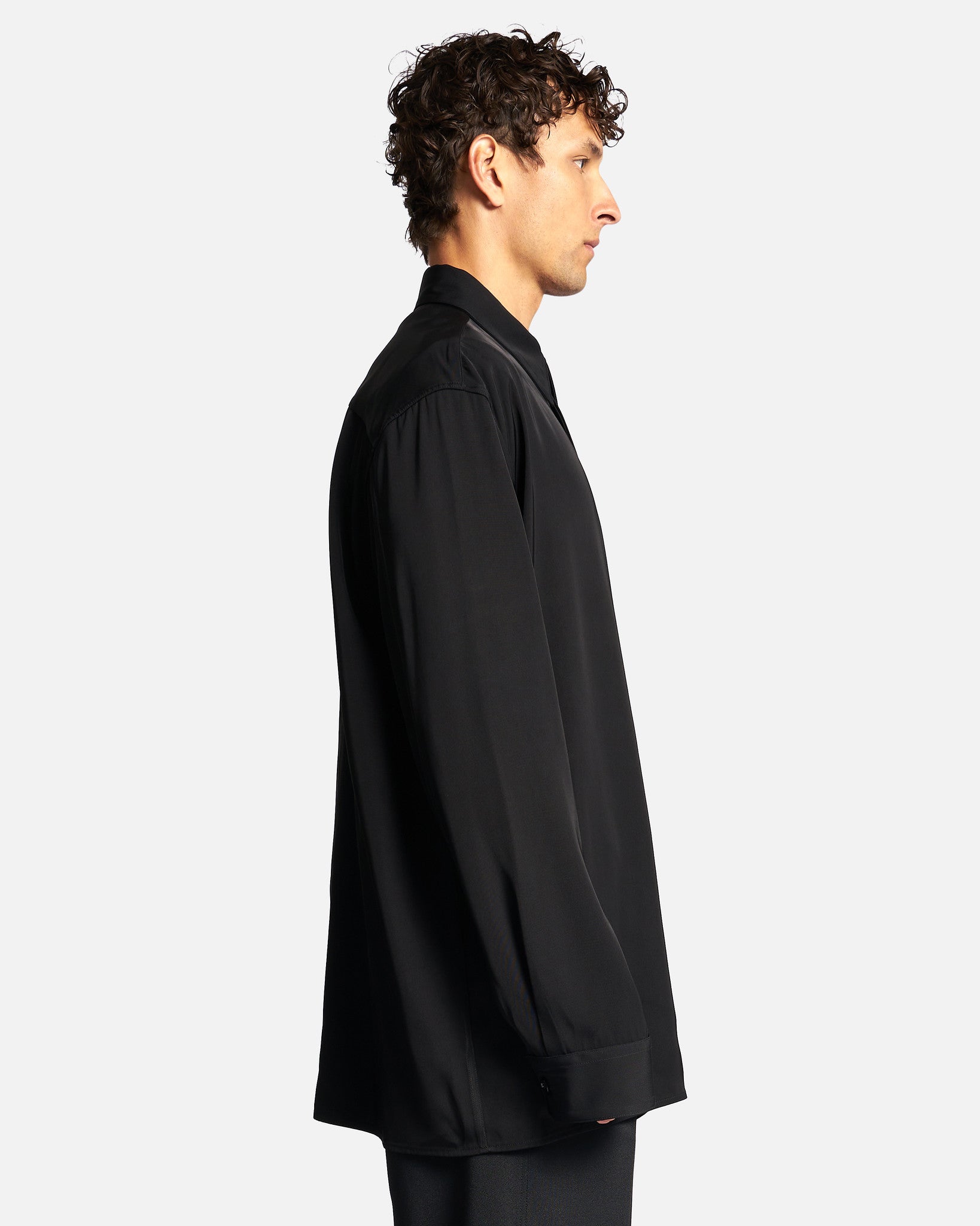 Jil Sander Men's Shirts Heavy Viscose Twill Shirt in Black