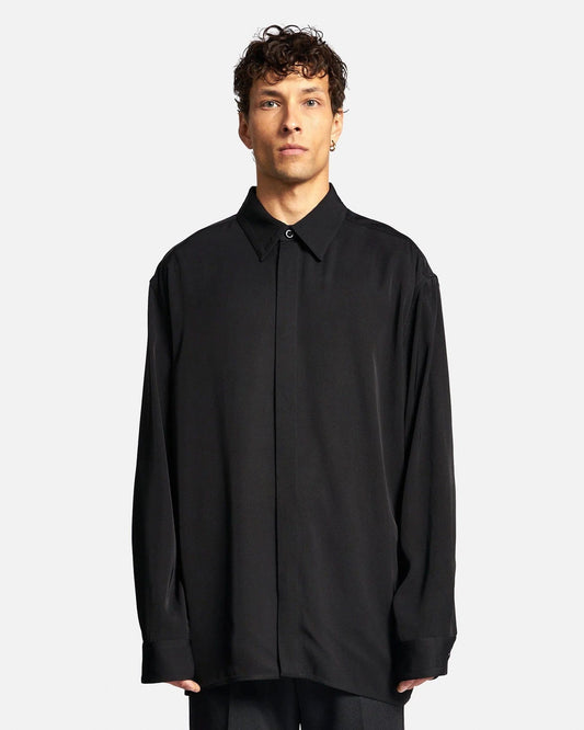 Jil Sander Men's Shirts Heavy Viscose Twill Shirt in Black