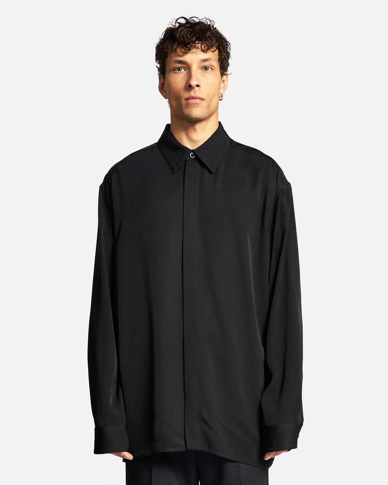 Jil Sander Men's Shirts Heavy Viscose Twill Shirt in Black