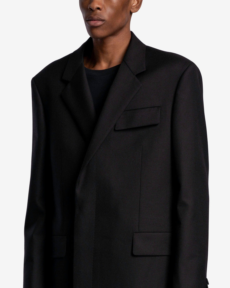 KANGHYUK Men's Coat Hidden Button Coat in Black