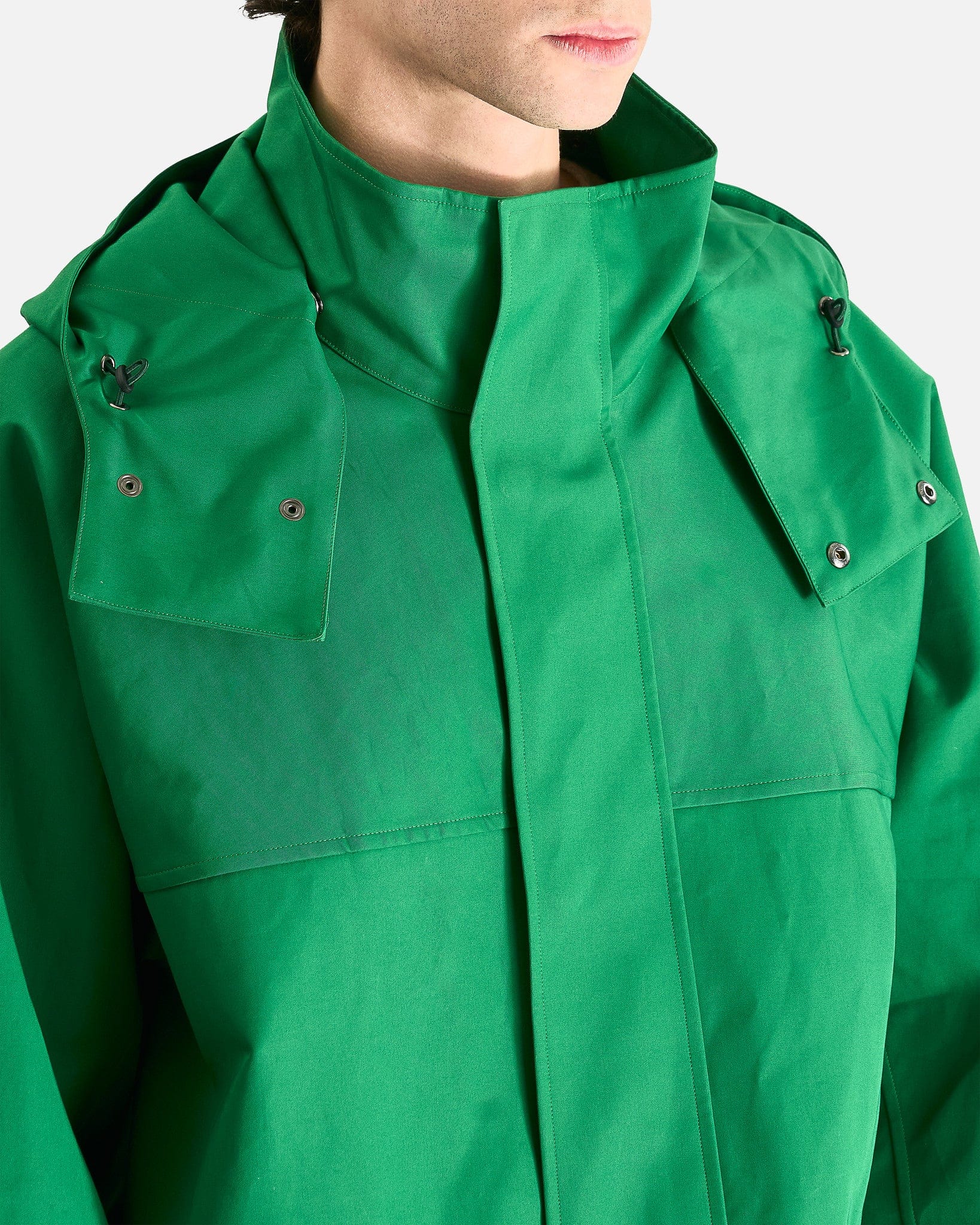 Auralee Men's Jackets High-Density Bonded Cotton Gabardine Blouson in Green