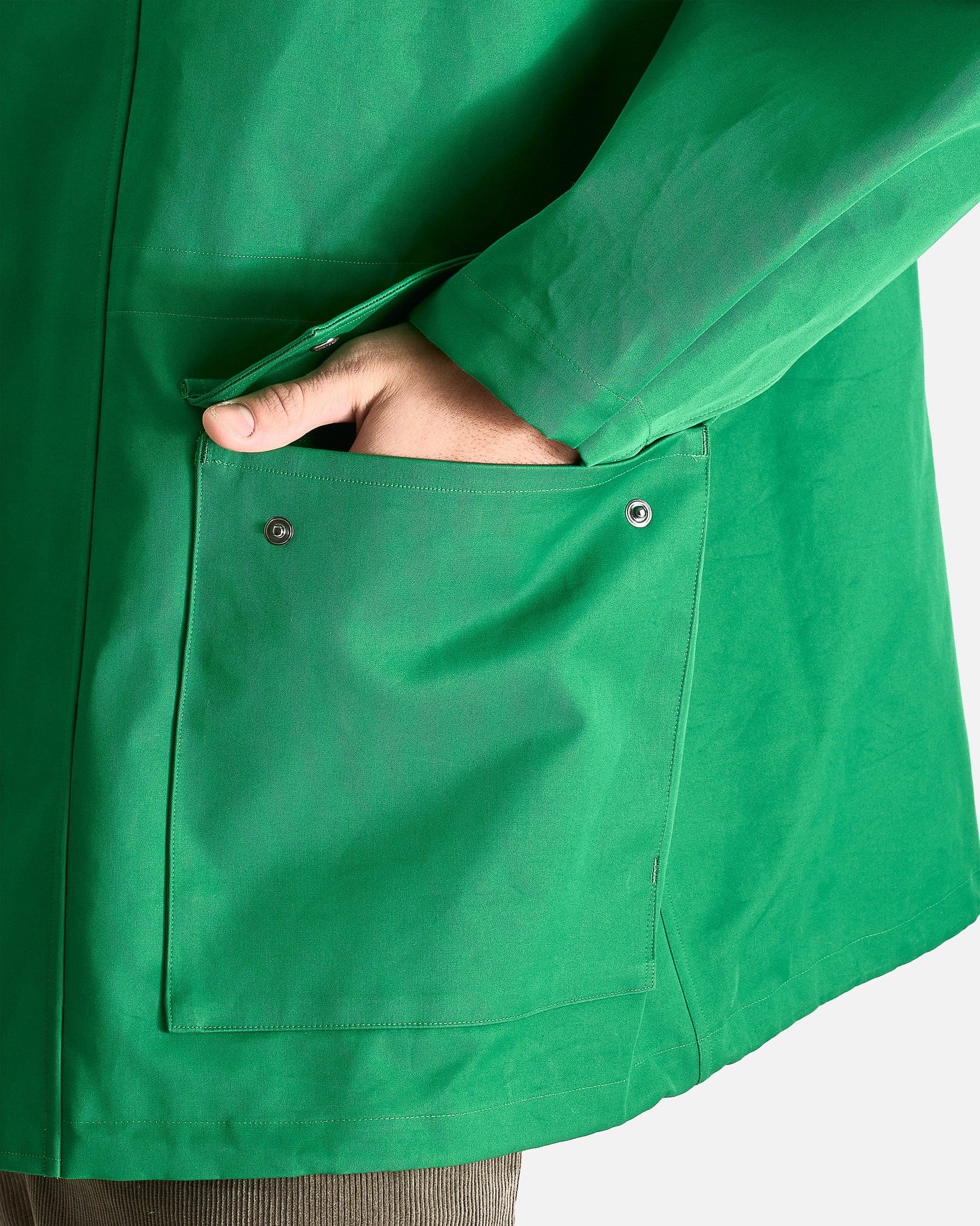 Auralee Men's Jackets High-Density Bonded Cotton Gabardine Blouson in Green