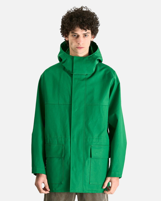 Auralee Men's Jackets High-Density Bonded Cotton Gabardine Blouson in Green