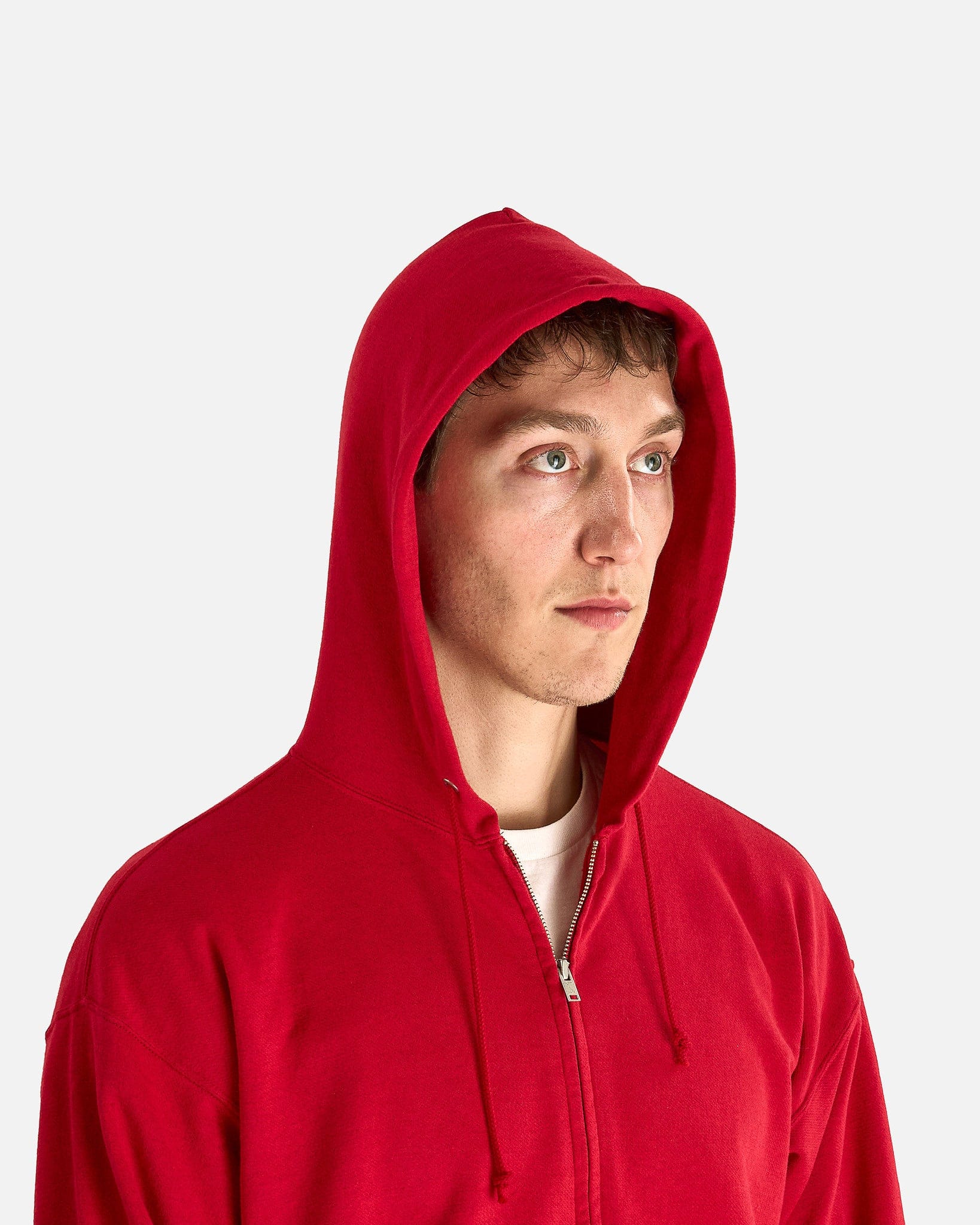 Auralee Men's Coats High Twist Light Sweat Zip Parka in Red