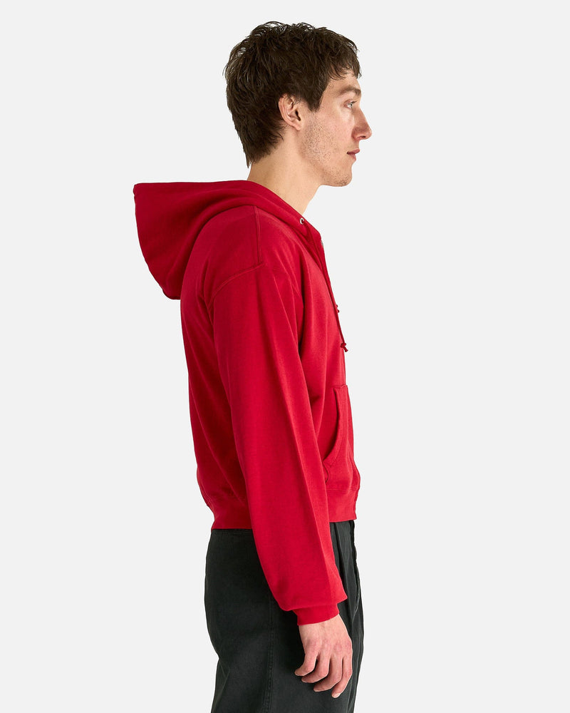 Auralee Men's Coats High Twist Light Sweat Zip Parka in Red