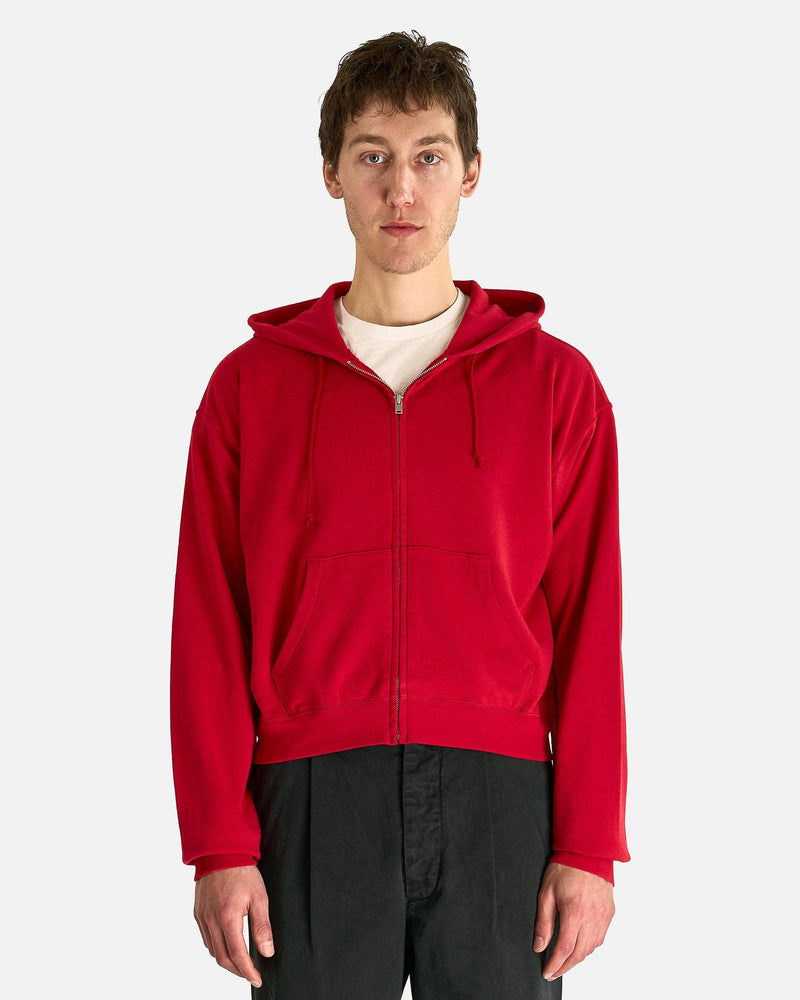 Auralee Men's Coats High Twist Light Sweat Zip Parka in Red