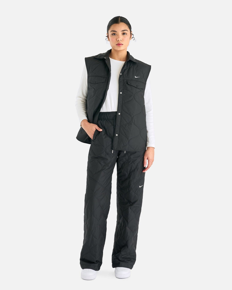 Nike Women Pants High Waisted Open-Hem Quilted Trousers in Black