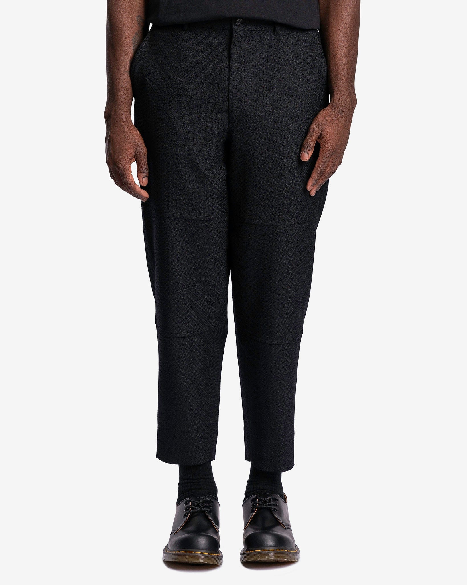 Comme des Garcons Homme Deux Men's Pants High Waisted Tapered Trousers in Black