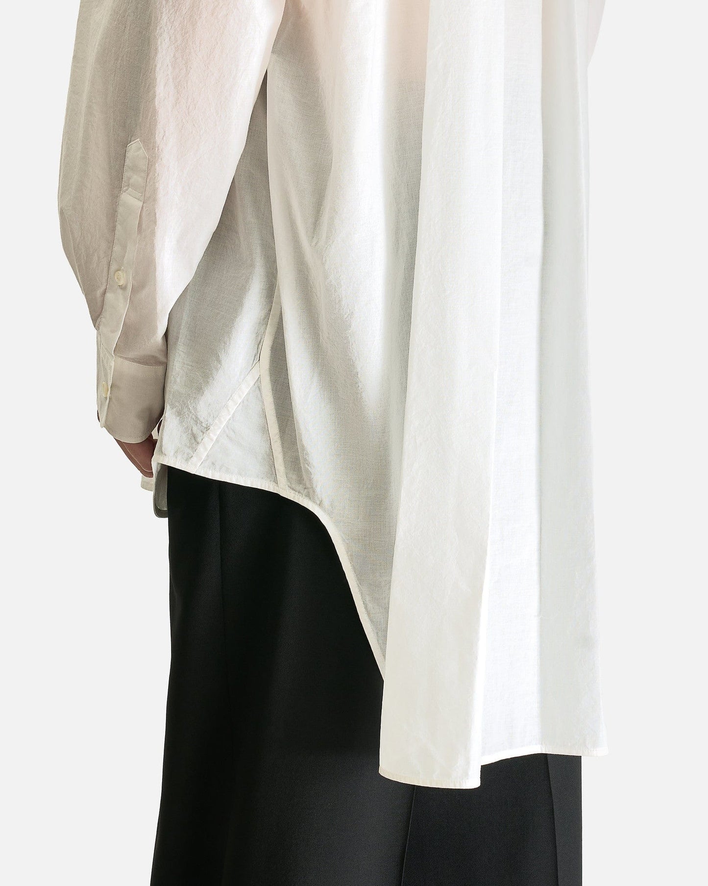 Ann Demeulemeester Men's Shirts Hoder High Comfort Long Shirt in Natural White