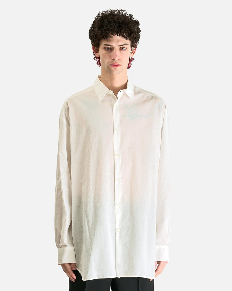 Ann Demeulemeester Men's Shirts Hoder High Comfort Long Shirt in Natural White