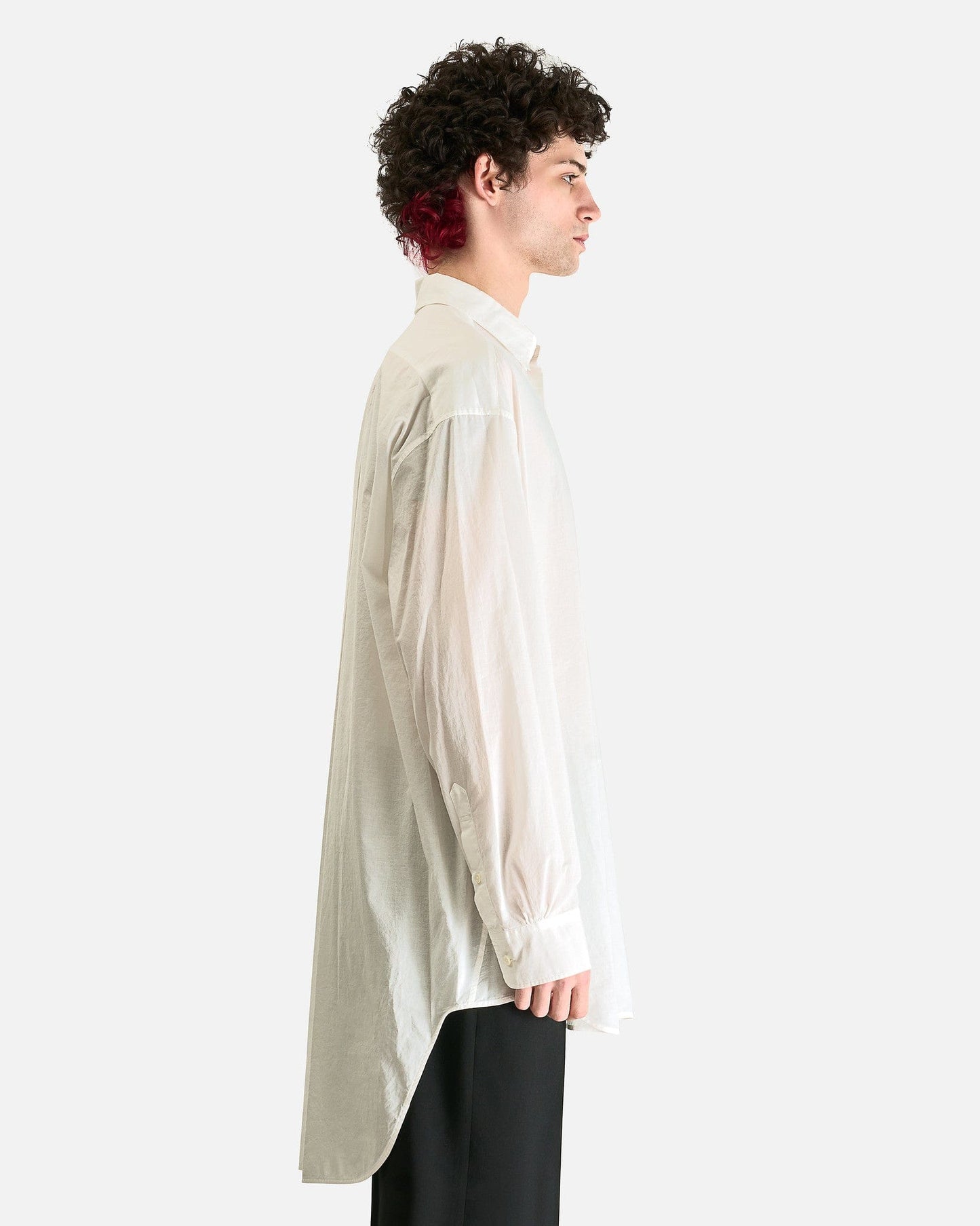 Ann Demeulemeester Men's Shirts Hoder High Comfort Long Shirt in Natural White