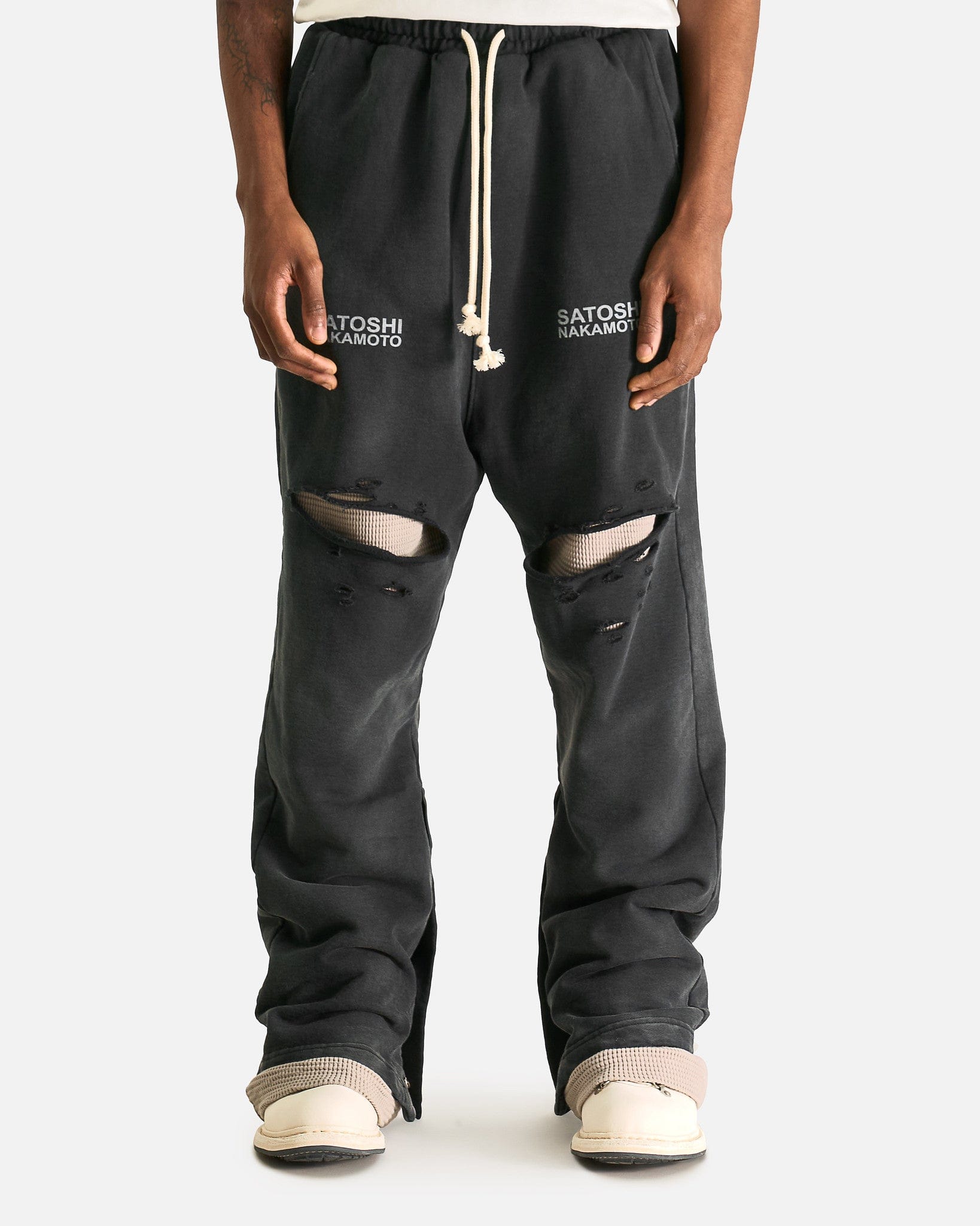 Satoshi Nakamoto Men's Pants Holy Ghost Layered Sweatpant in Washed Black