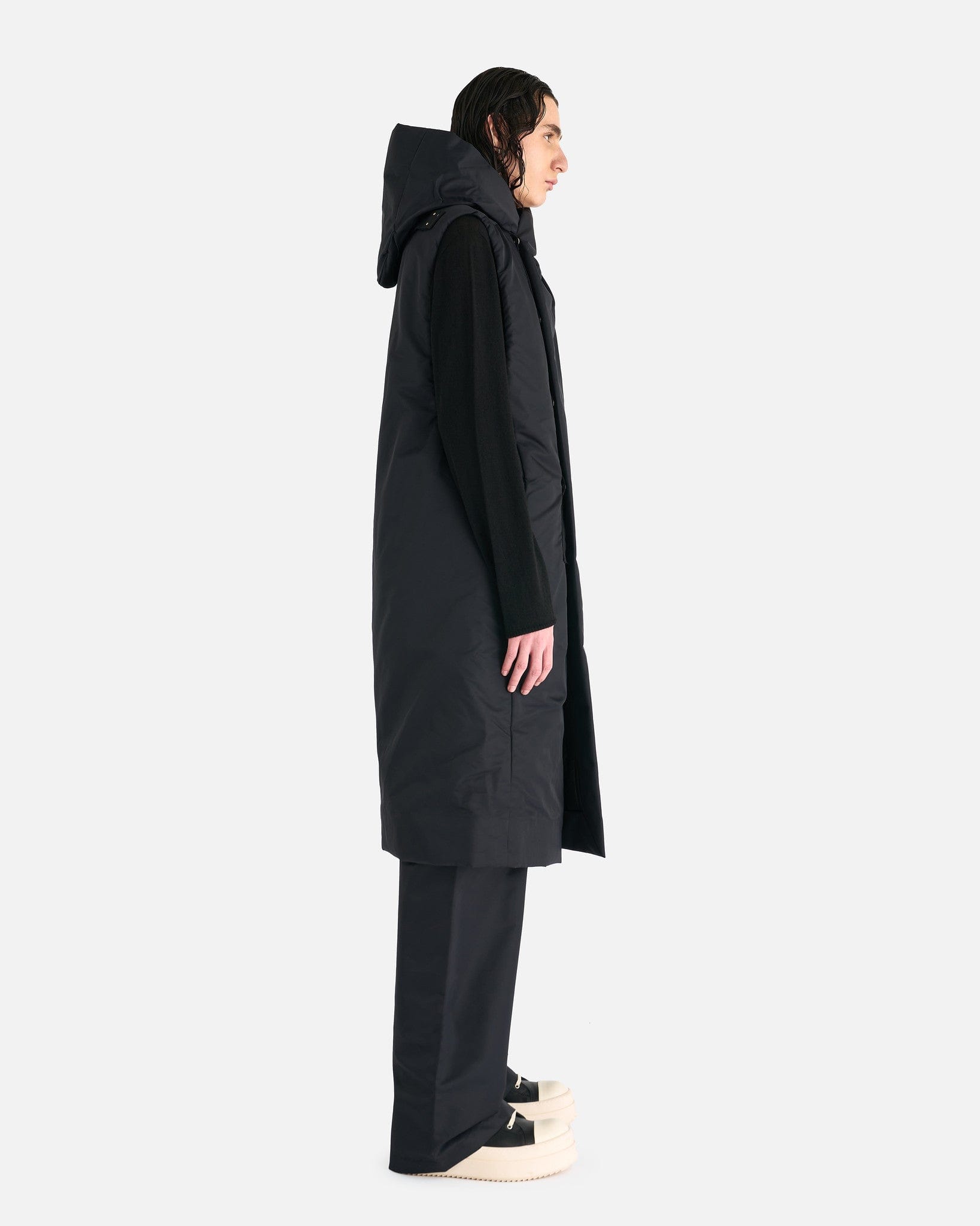 Rick Owens Men's Jackets Hooded Liner Jacket in Black