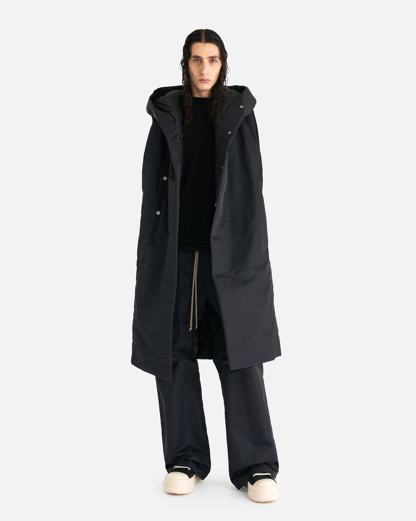 Rick Owens Men's Jackets Hooded Liner Jacket in Black