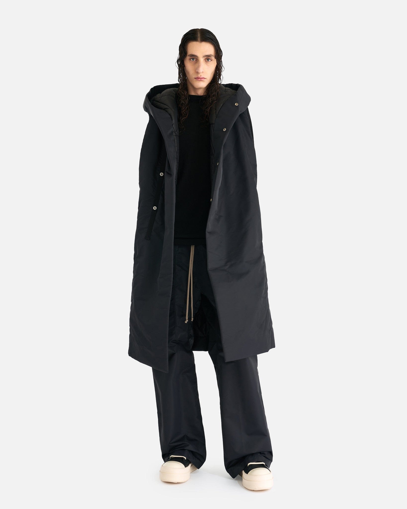 Rick Owens Men's Jackets Hooded Liner Jacket in Black