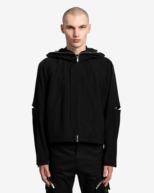 FFFPOSTALSERVICE Men's Jackets Hooded Parachute Bomber with Detachable Hood in Black