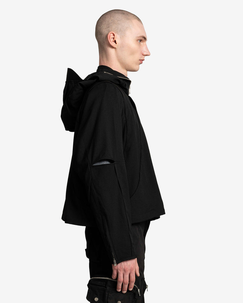 FFFPOSTALSERVICE Men's Jackets Hooded Parachute Bomber with Detachable Hood in Black