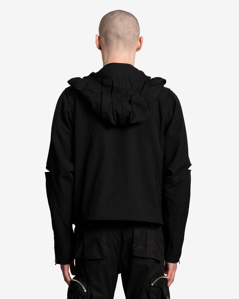 FFFPOSTALSERVICE Men's Jackets Hooded Parachute Bomber with Detachable Hood in Black