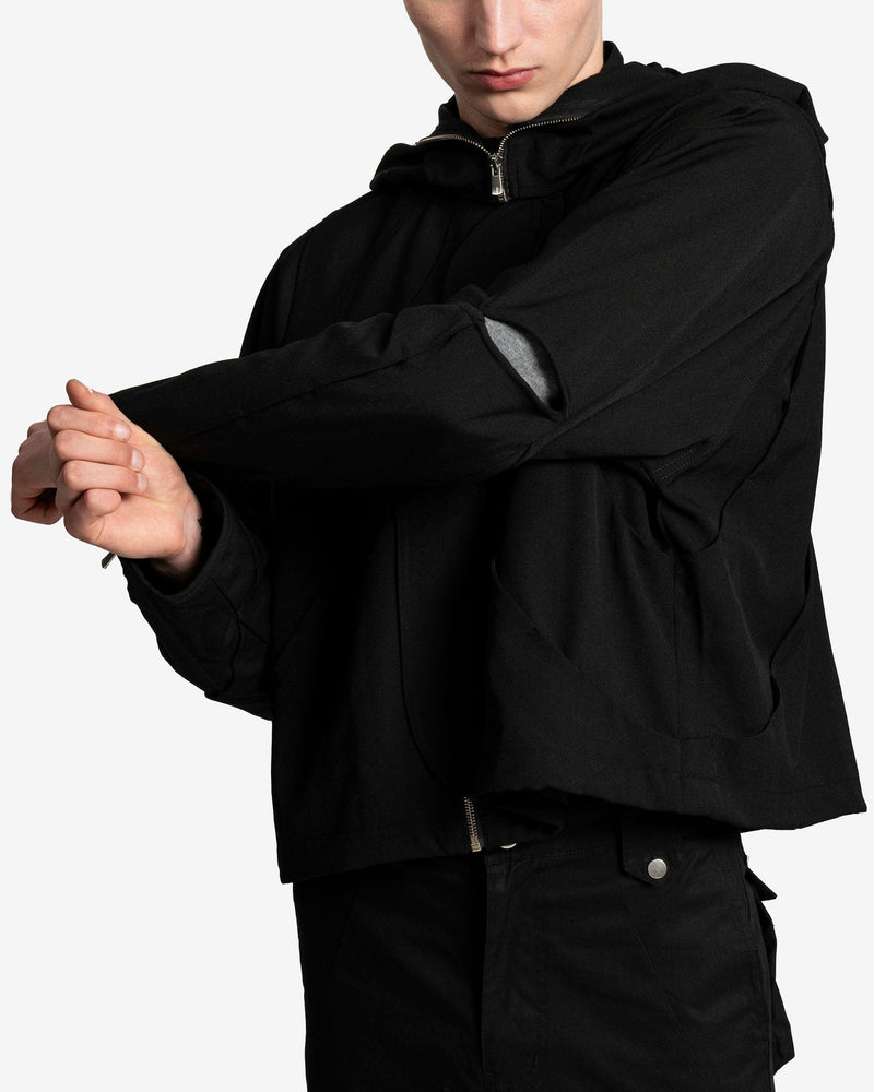 FFFPOSTALSERVICE Men's Jackets Hooded Parachute Bomber with Detachable Hood in Black