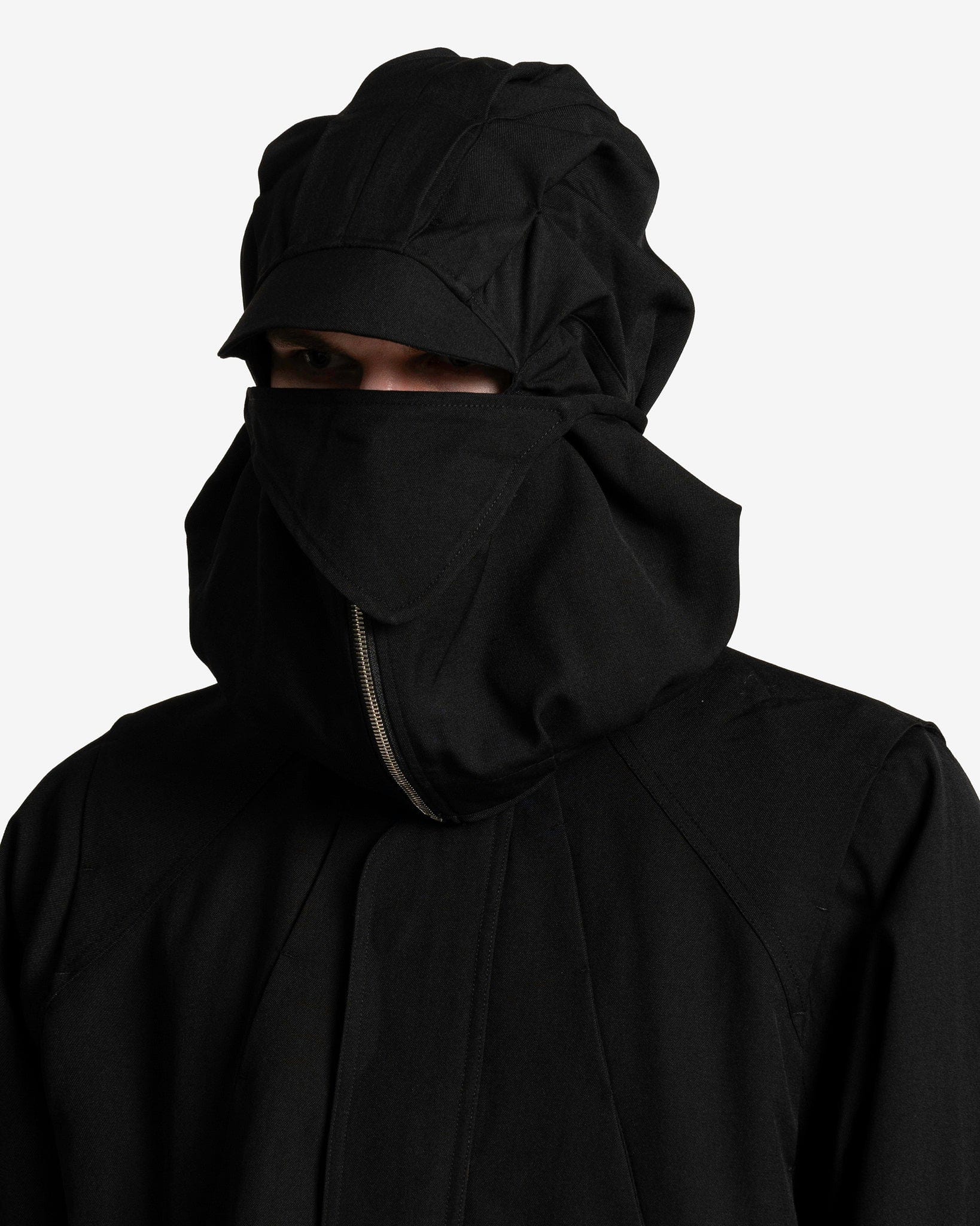 FFFPOSTALSERVICE Men's Jackets Hooded Parachute Bomber with Detachable Hood in Black