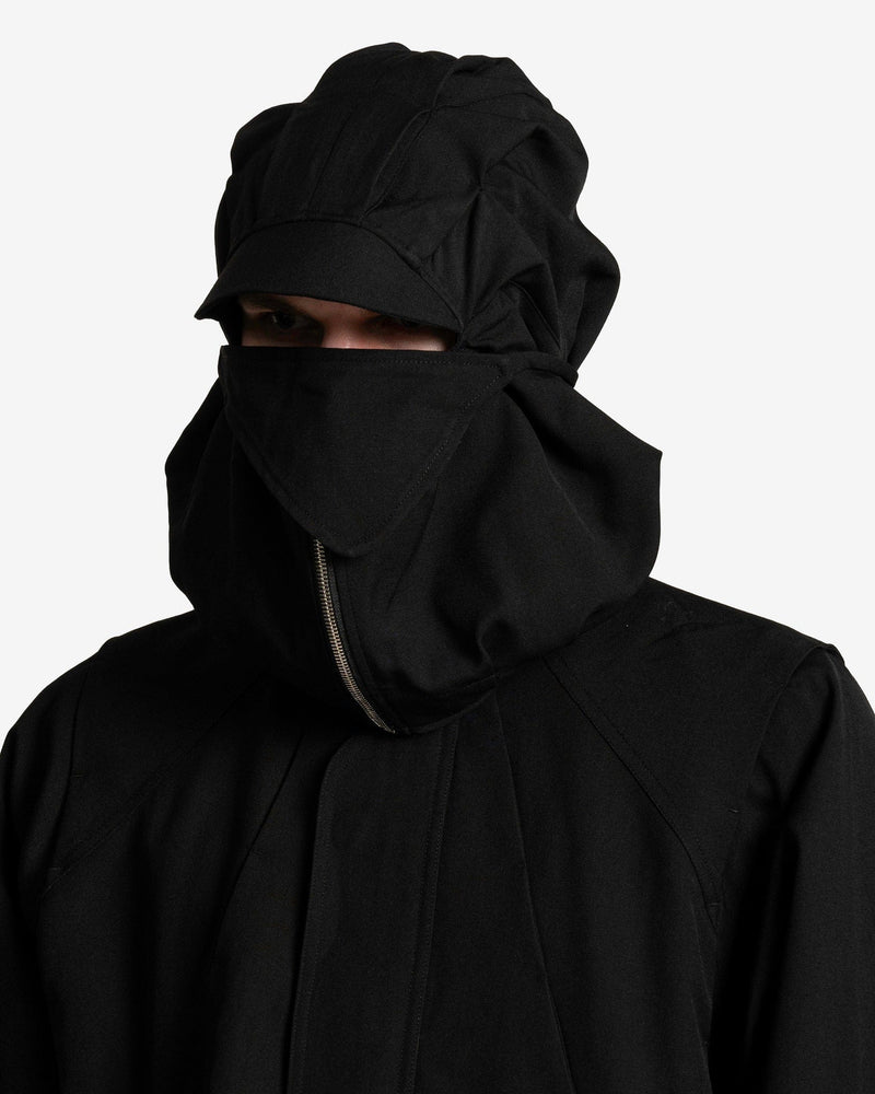 FFFPOSTALSERVICE Men's Jackets Hooded Parachute Bomber with Detachable Hood in Black