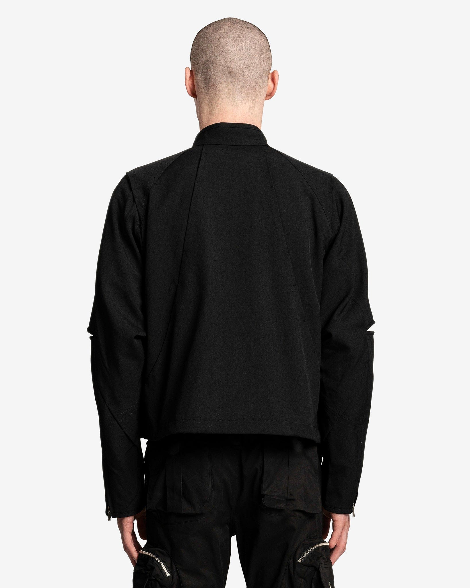 FFFPOSTALSERVICE Men's Jackets Hooded Parachute Bomber with Detachable Hood in Black
