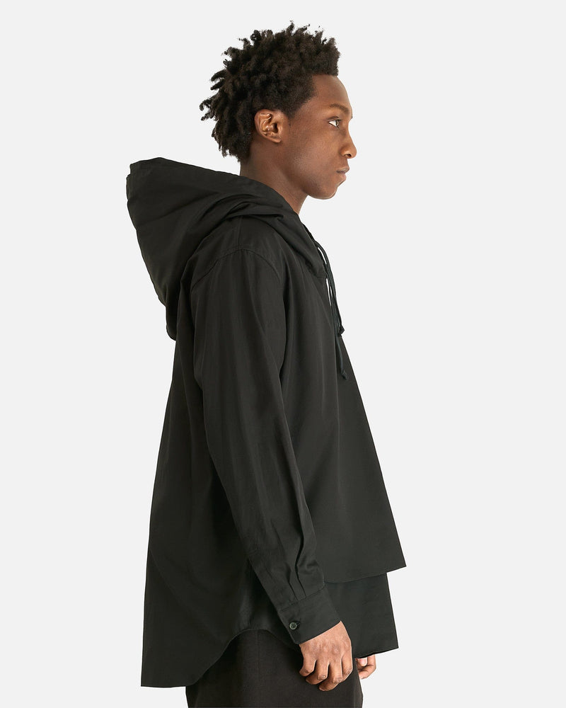 Comme des Garcons HOMME PLUS Men's Shirts Hooded Poplin Shirt in Black